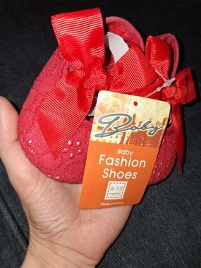 Baby Fashion Red Bow Shoes 6-12 Months